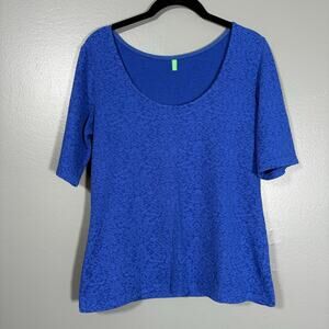United Colors of Benetton Vintage Blue Textured Top - Size Large - Women's Y2K
